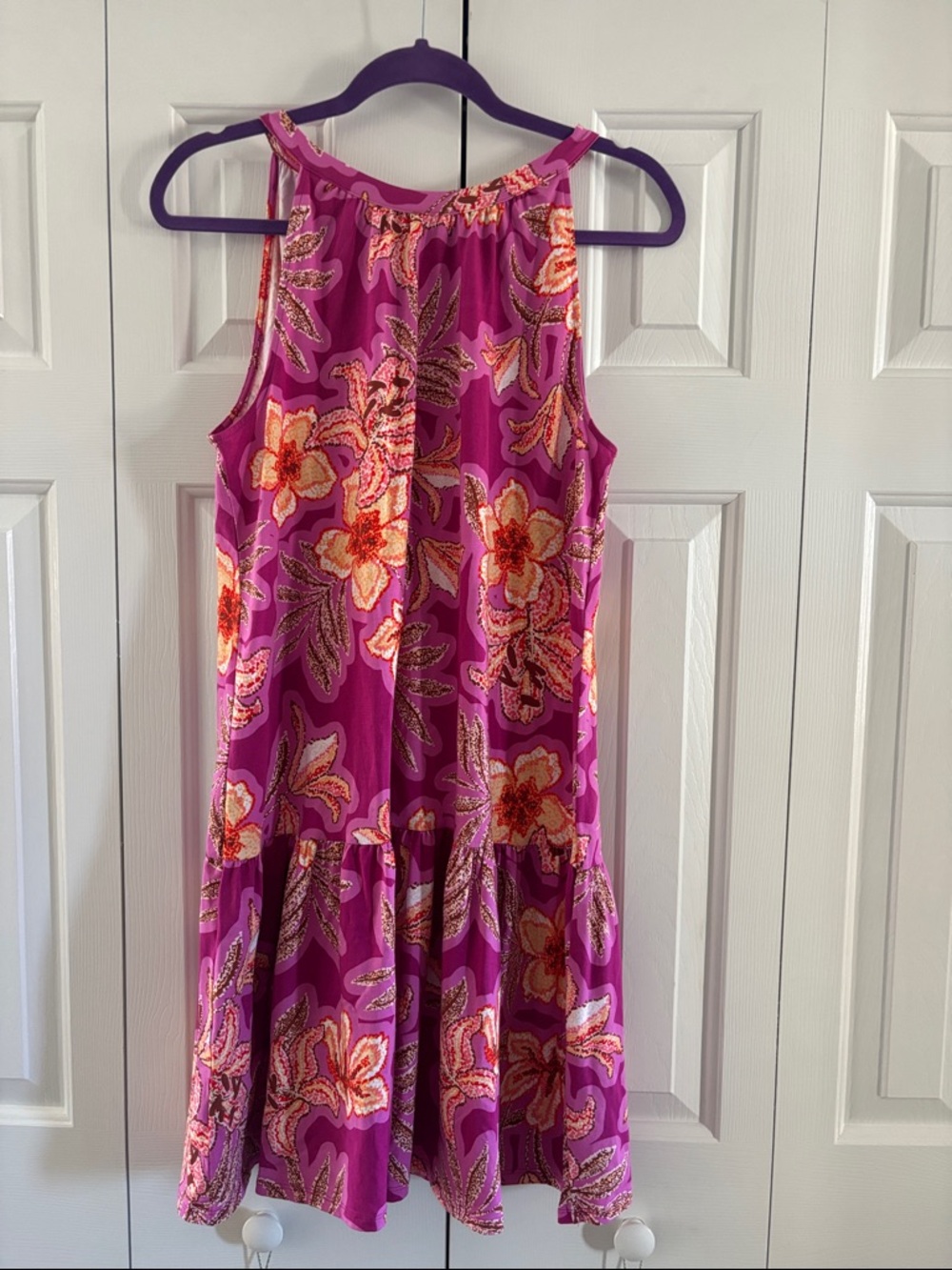 LOFT Purple Floral Halter Mini Dress